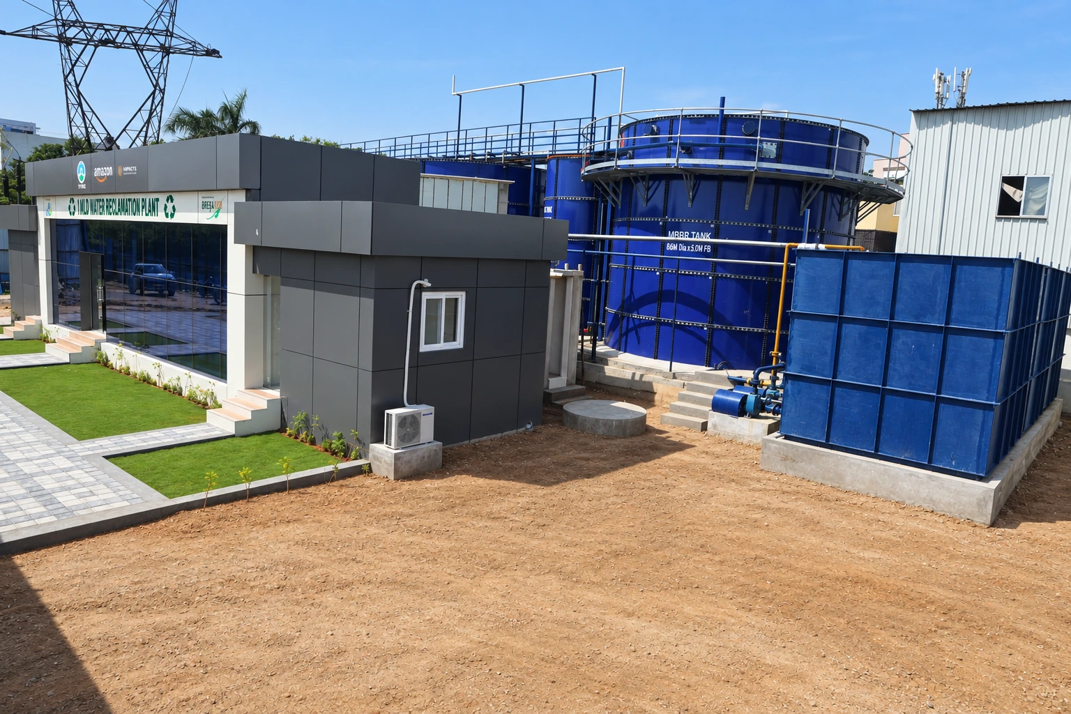 Right view of the 1 MLD wastewater reclamation plant at Kotturpuram, Chennai